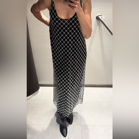 NWT Zara Chic Beaded Jewel Midi Dress - Picture 14 of 17